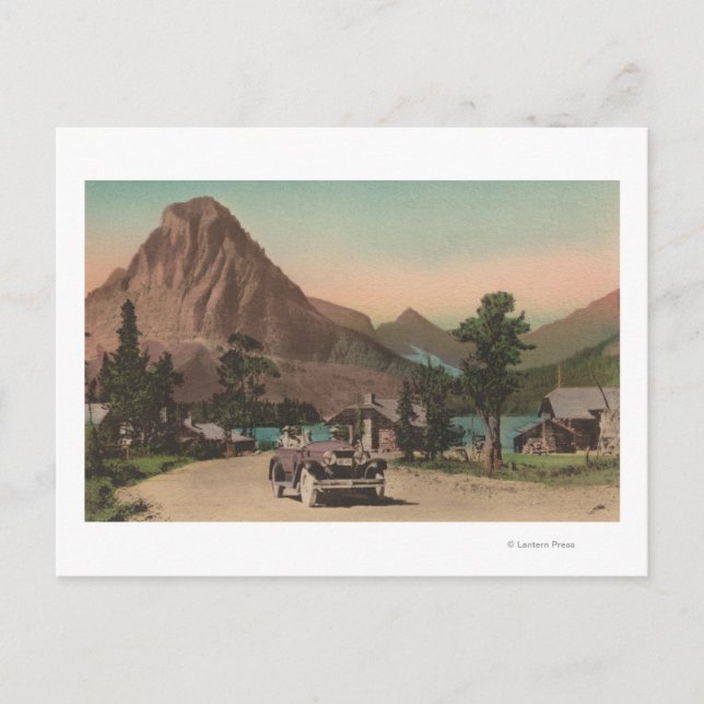 Postal Glaciar, MT - Vista de dos chalets y el monte Rock (Anverso)