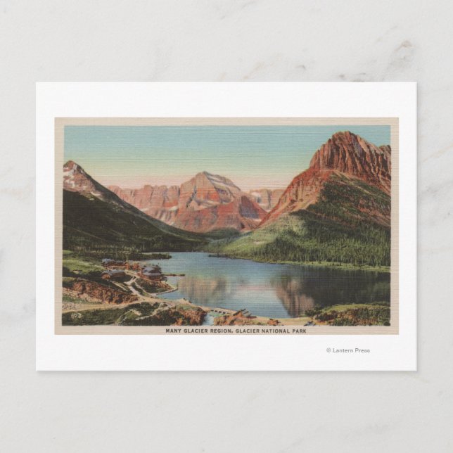 Postal Glaciar, MT - Vista de la región de muchos glaciar (Anverso)