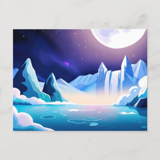 Postal Glaciares iluminados por luna