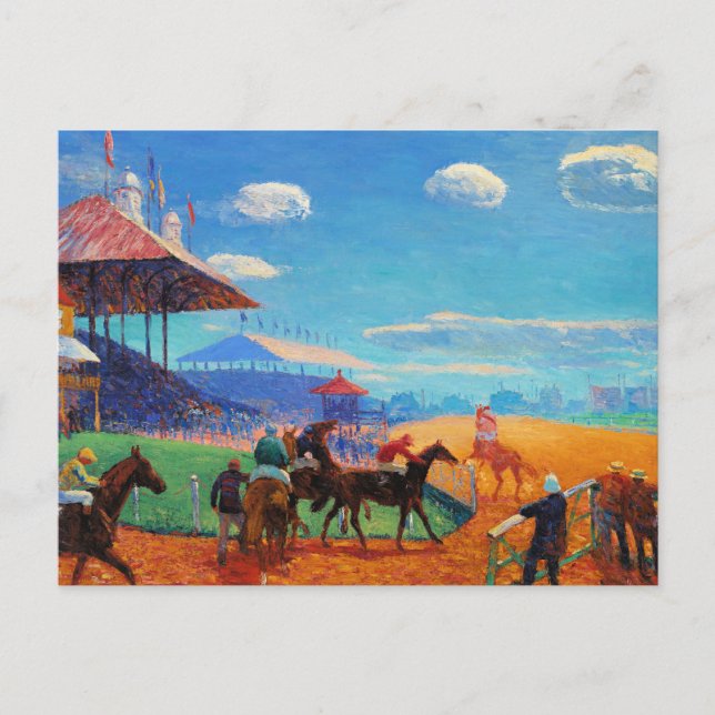 Postal Glackens - Race Track, pintura popular, (Anverso)