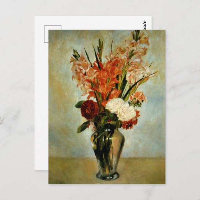 Postal Gladiolus de Auguste Renoir (Anverso / Reverso)
