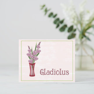Postal Gladiolus Flowers Watercolor Art August Birthday 