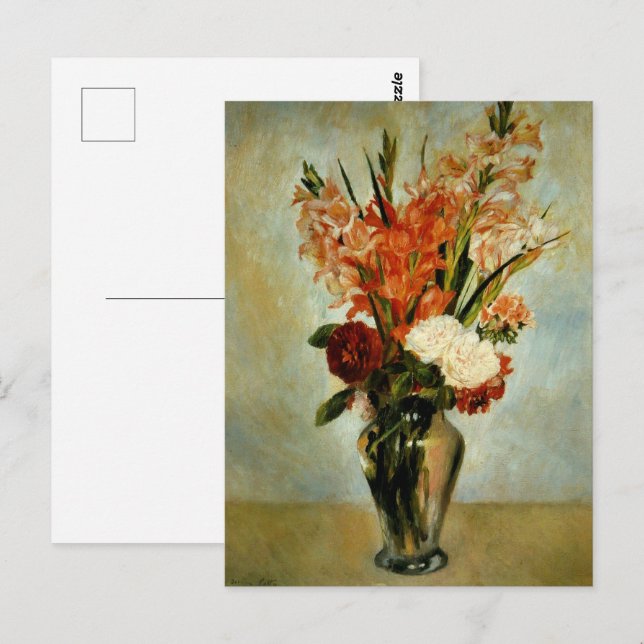 Postal Gladiolus por Auguste Renoir (Anverso / Reverso)