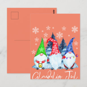 Postal Glaedelig Jul Nordic Gnomes Tomte Nisse Danish