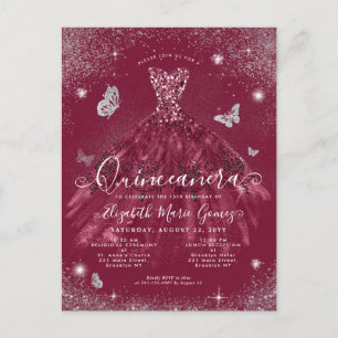 Postal Glam Burgundy Purpurina Gown Quinceanera