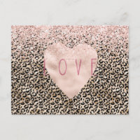 Glam Gold Leopard Print Purpurina Rosa Love Heart