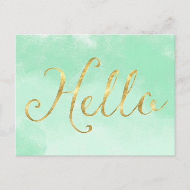 Postal Glam Gold Mint Watercolor (Anverso)