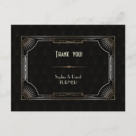 Postal Glam Great Gatsby Gold Art Deco Boda Gracias