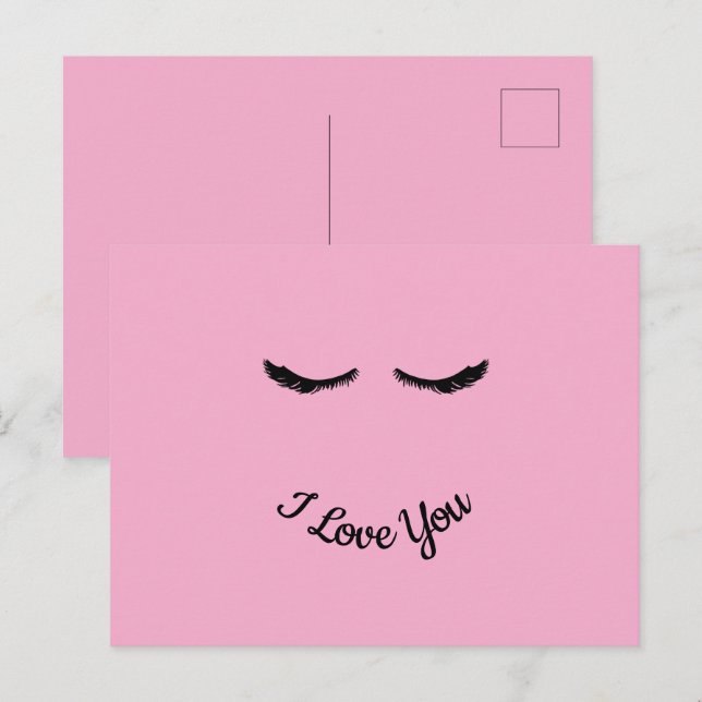 Postal Glam Personalizado para pestañas negras rosadas (Anverso / Reverso)