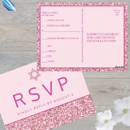 Postal Glam Pink Simple Bat Moderno Mitzvah RSVP