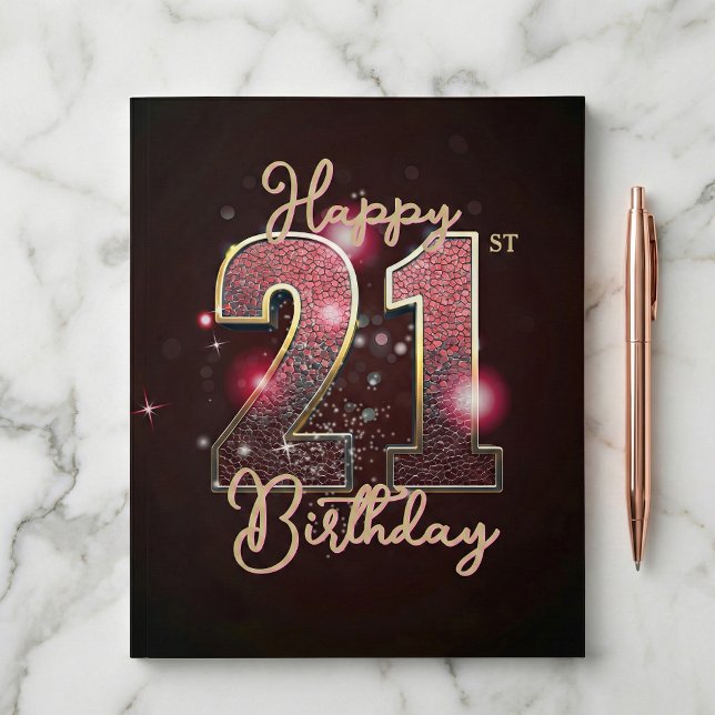Postal Glam Pink Snakeskin Gold Sparkle 21st Birthday (Subido por el creador)