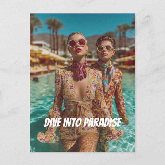 Postal Glam Tropical Pool Fiestas Vibes (Anverso)