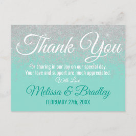 Postal Glam White Purpurina Sparkles Verde azuladas Graci