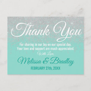 Postal Glam White Purpurina Sparkles Verde azuladas Graci