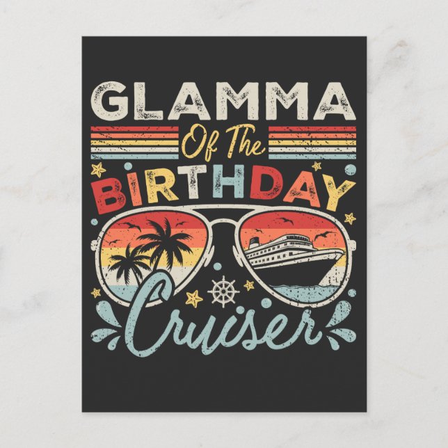 Postal Glamma de las vacaciones de crucero de cumpleaños (Anverso)