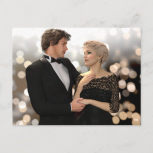 Postal Glamorosa pareja con Twinkling Bokeh
