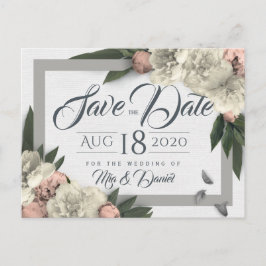 Postal Glamorosas Peonies Florales Diseñan Guardar La Fec