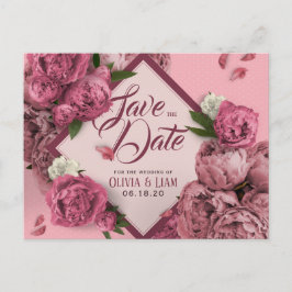 Postal Glamorosas Peonies Florales Diseñan Guardar La Fec