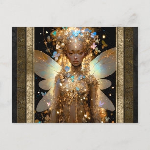 Postal Glamoroso arte de fantasía Chica de hadas