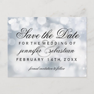 Postal Glamoroso Boda de luz de broche plateado