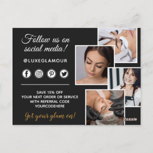 Postal Glamoroso Gold Eye Lash Brow Bar 4-Photo Marketing