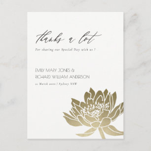 POSTAL GLAMOROUS PALE GOLD WHITE LOTUS FLORAL GRACIAS