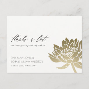 POSTAL GLAMOROUS PALE GOLD WHITE LOTUS FLORAL GRACIAS