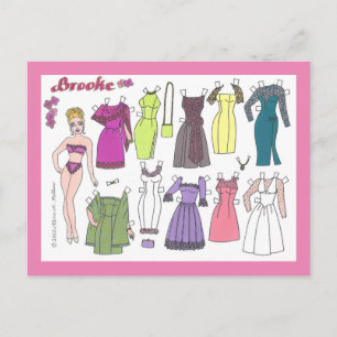 Postal Glamour Chica Brooke Paper Doll Postcard