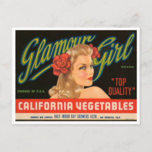 Postal Glamour Chica California Vegetables Vintage Crate