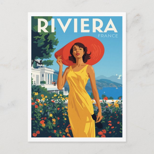 Postal Glamour de la Riviera Francesa Retro (Anverso)