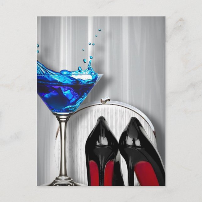Postal glamour martini coctail fiesta chicas stilletos (Anverso)