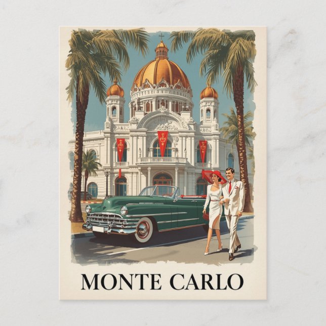 Postal Glamour vintage de Monte Carlo Travel (Anverso)