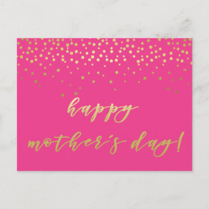 Postal Glamuroso Hot Pink & Gold - Feliz Día de la Madre