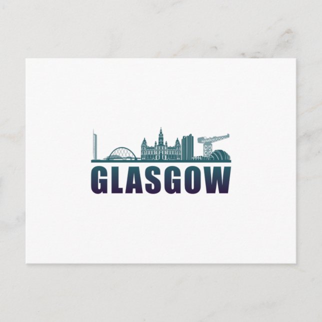 Postal Glasgow City Cityscape Skyline Funny Gift Idea (Anverso)