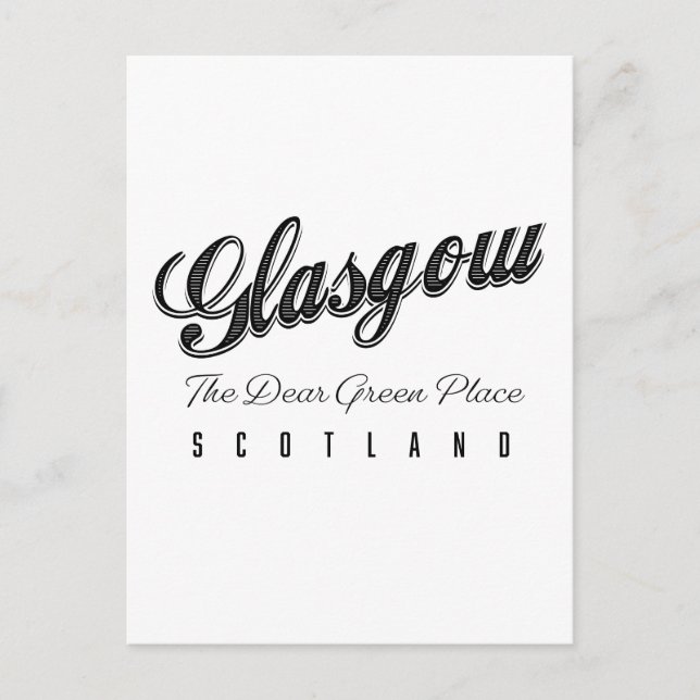 Postal Glasgow Escocia "El Querido Lugar Verde" (Anverso)