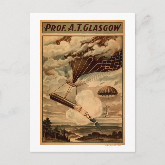 Postal Glasgow Poster de teatro de globo aerostático de c (Anverso)