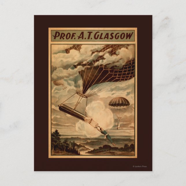 Postal Glasgow Poster de teatro de globo aerostático de c (Anverso)