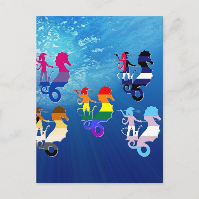 Postal GLBT Pride School of Seahorses (Anverso)