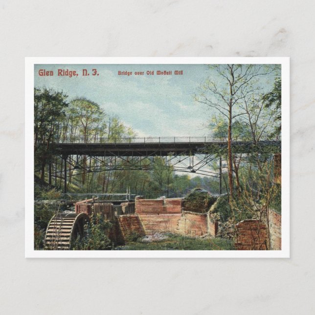 Postal Glen Ridge NJ, Puente sobre el antiguo Moffatt Mil (Anverso)