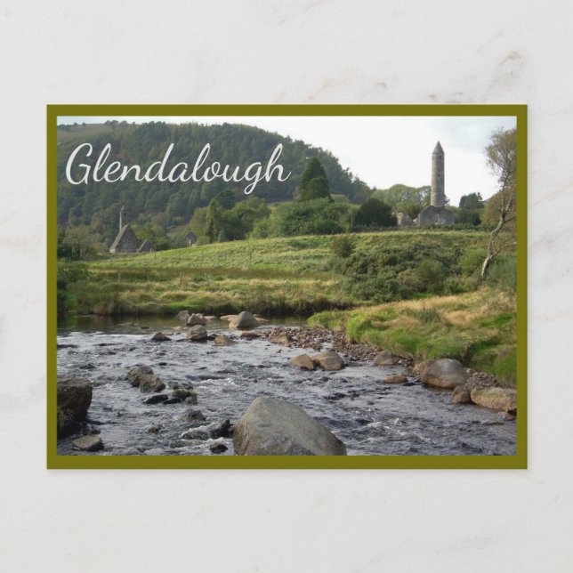 Postal Glendalough Ruinas con texto (Anverso)