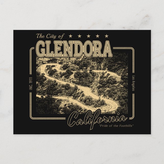 POSTAL GLENDORA CALIFORNIA - CARRETERA DE MONTAÑA GLENDOR (Anverso)