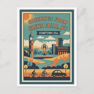 Postal Glens Falls NY Hometown USA Viajes Retro