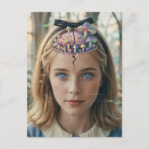 Postal Glitch de las setas de Alicia