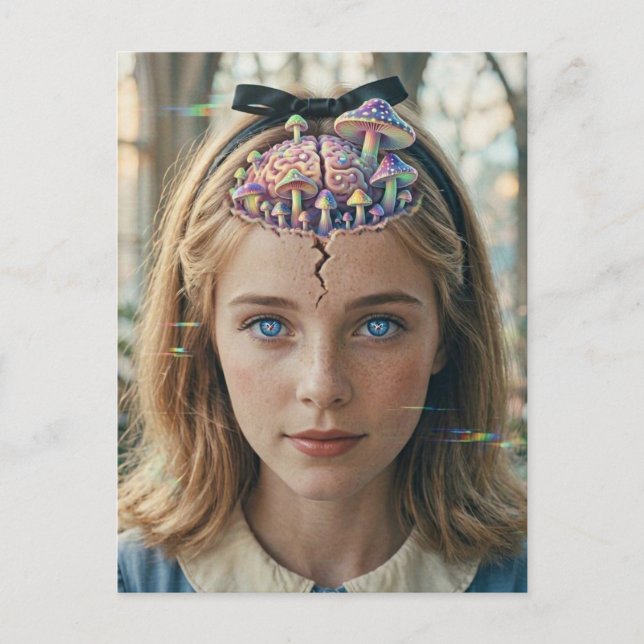 Postal Glitch de las setas de Alicia (Anverso)