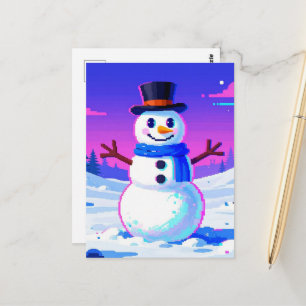 Postal Glitch del muñeco de nieve retro