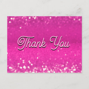 Postal Glitter Bokeh Rosa Brillante Gracias