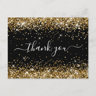 Postal Glitter Dorado Cumpleaños 40 Negro Agradecimiento
