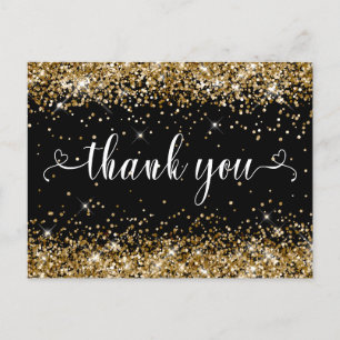 Postal Glitter dorado y corazones dulces 16 agradecimient