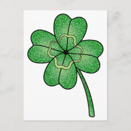 Postal Glitter Four Leaf Clover