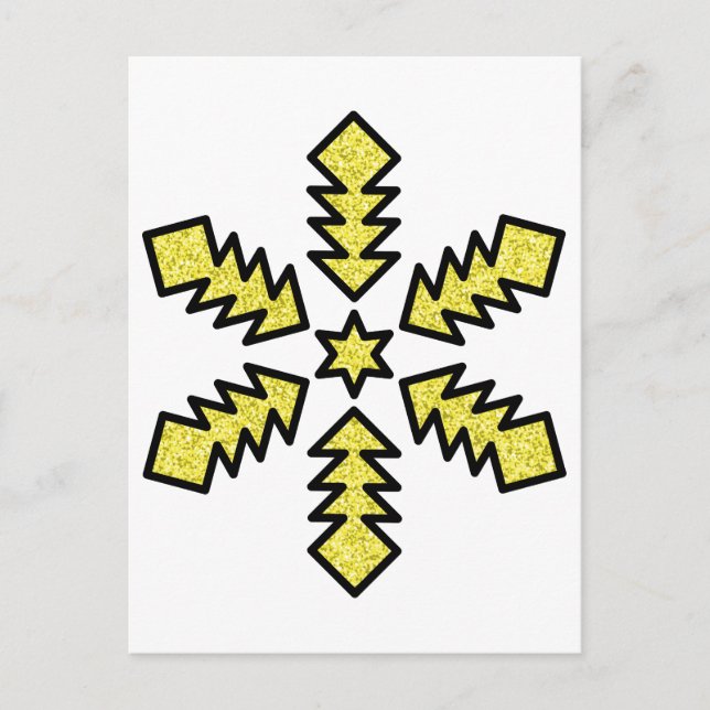Postal Glitter Snowflake - Yellow Star (Anverso)